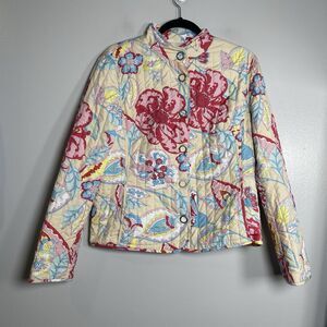 ESCADA SPORT Quilted Jacket Size 42 Large Multicolor Vintage Comfort Flower